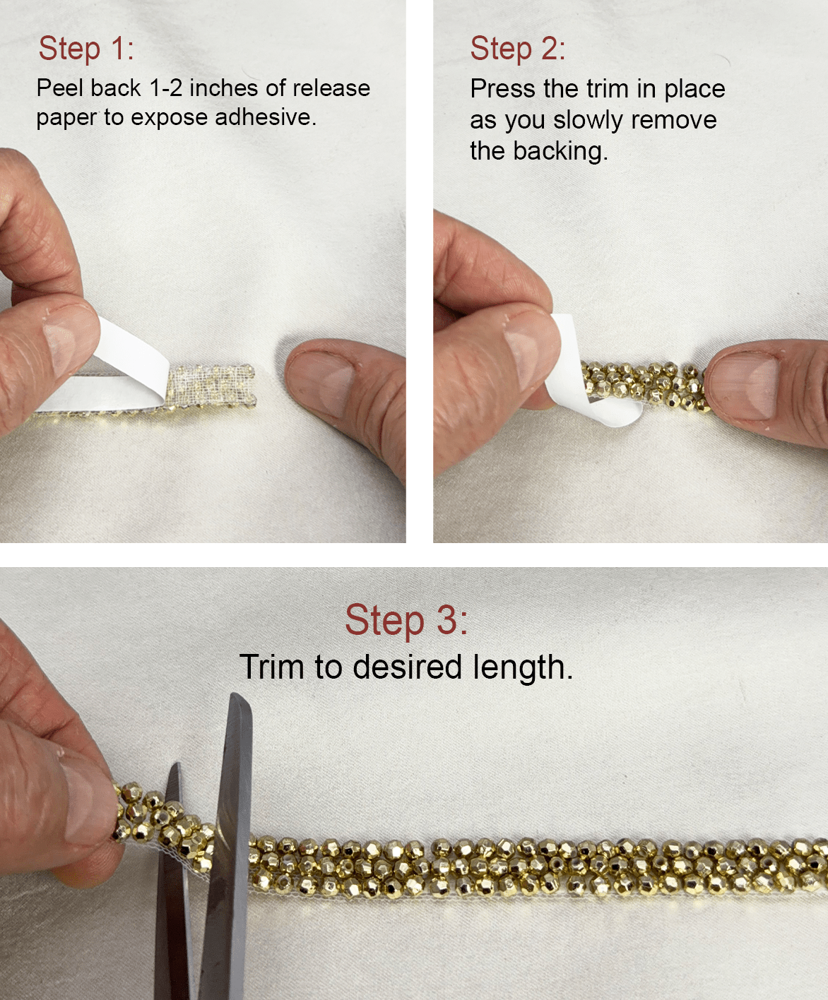Luxury Beaded Trim, PearlEmbellishment Trim, Fashion Sewing Trim for Dresses & Accessories - Made in USA by Faraj Beading - Faraj Beading