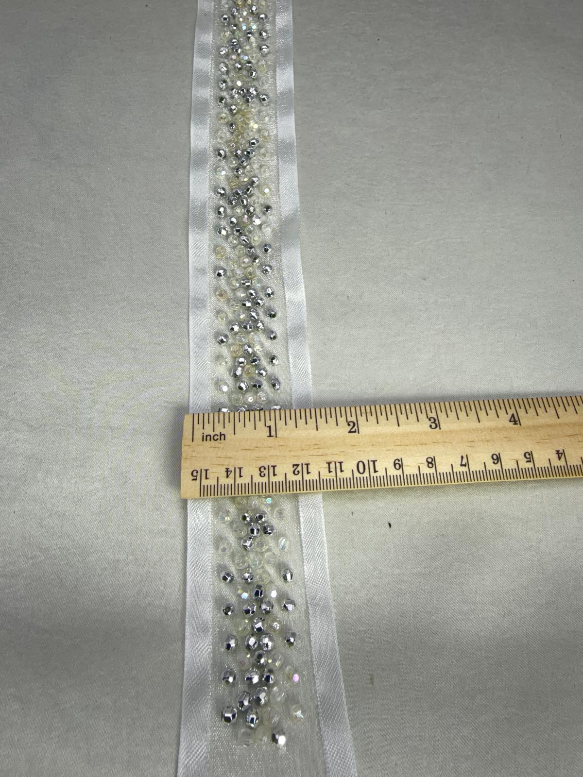 Luxury mixed beadsTrim – Gold or Silver Rhinestone Ribbon Trim – Self Adhesive or Sew On – Evening Wear, DIY Designer Trim - Faraj Beading