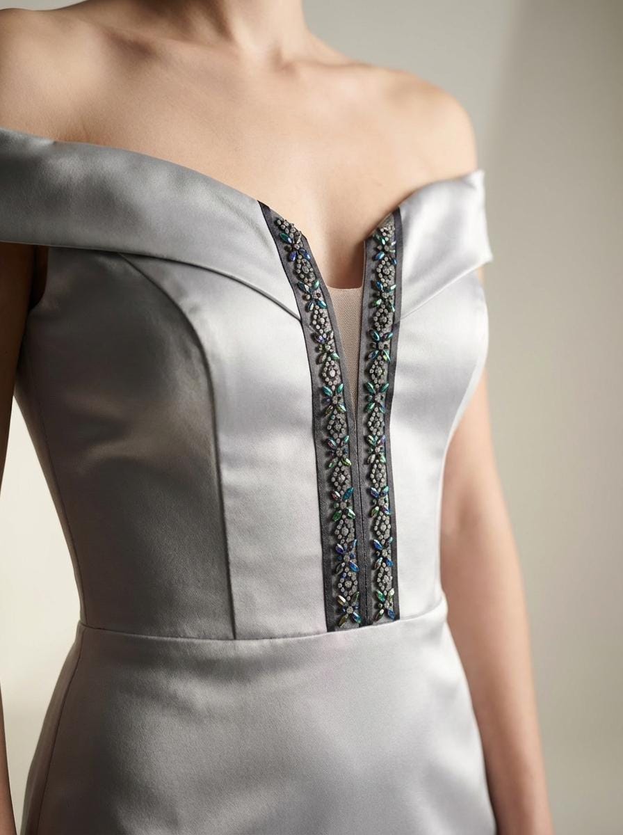 Luxury Rhinestone Beaded Trim – Black Iridescent Crystal Designer Trim – Couture Ribbon Trim – Sew On or Self Adhesive – Made in USA - Faraj Beading