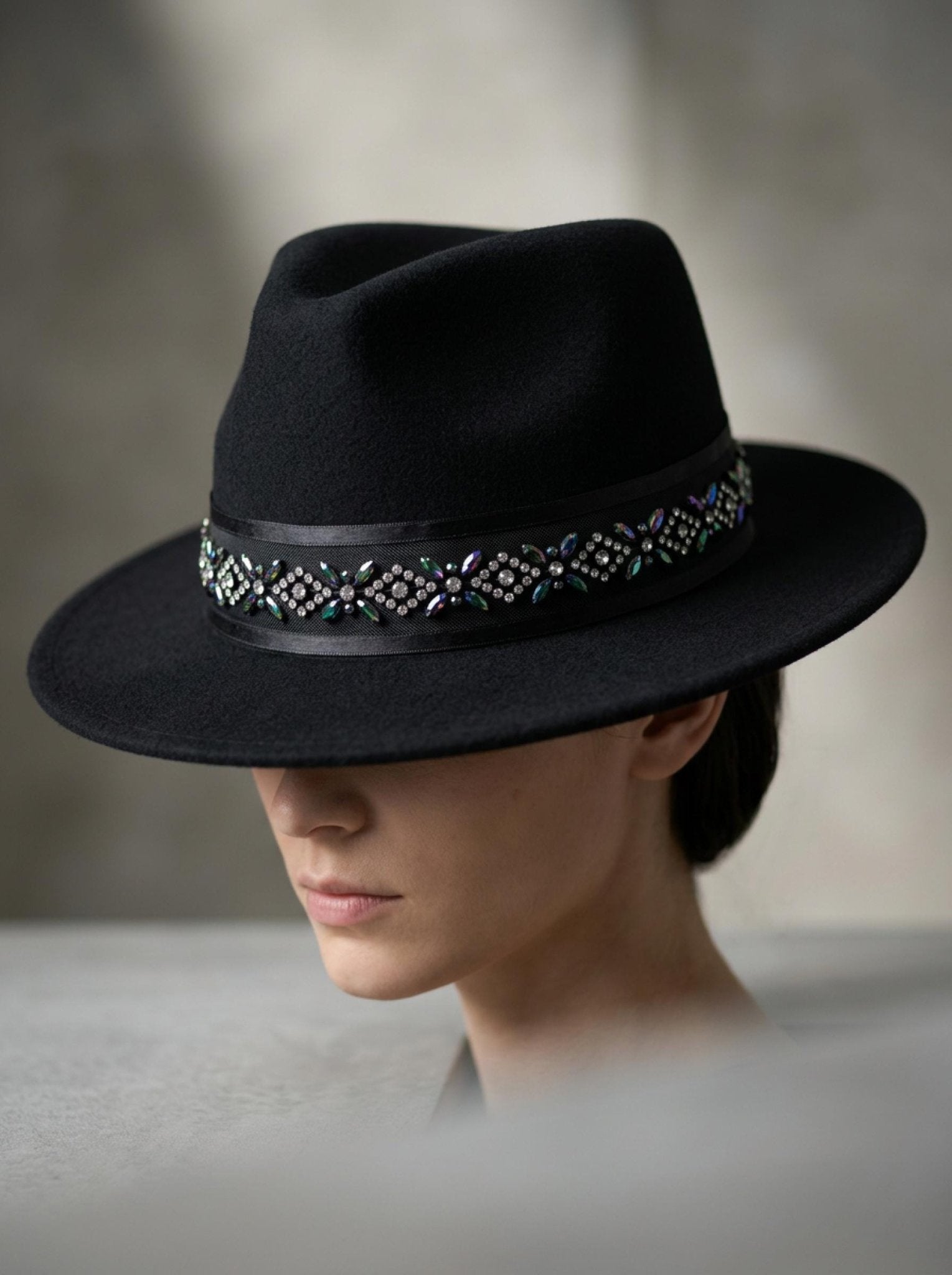 Luxury Rhinestone Beaded Trim – Black Iridescent Crystal Designer Trim – Couture Ribbon Trim – Sew On or Self Adhesive – Made in USA - Faraj Beading