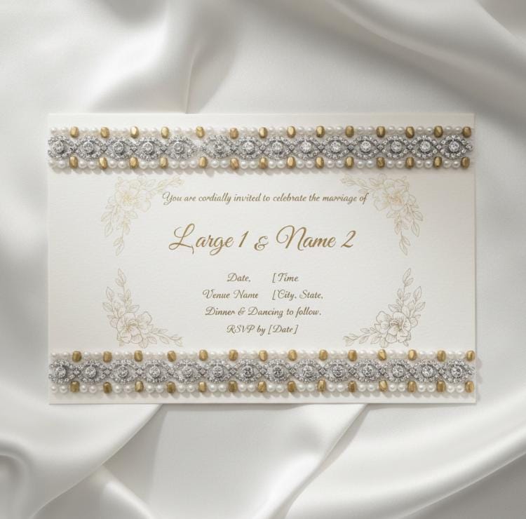Matte Gold Pearl Rhinestone Trim – Luxury Beaded Trim, Bridal & Couture Embellishment - Made in USA - Faraj Beading