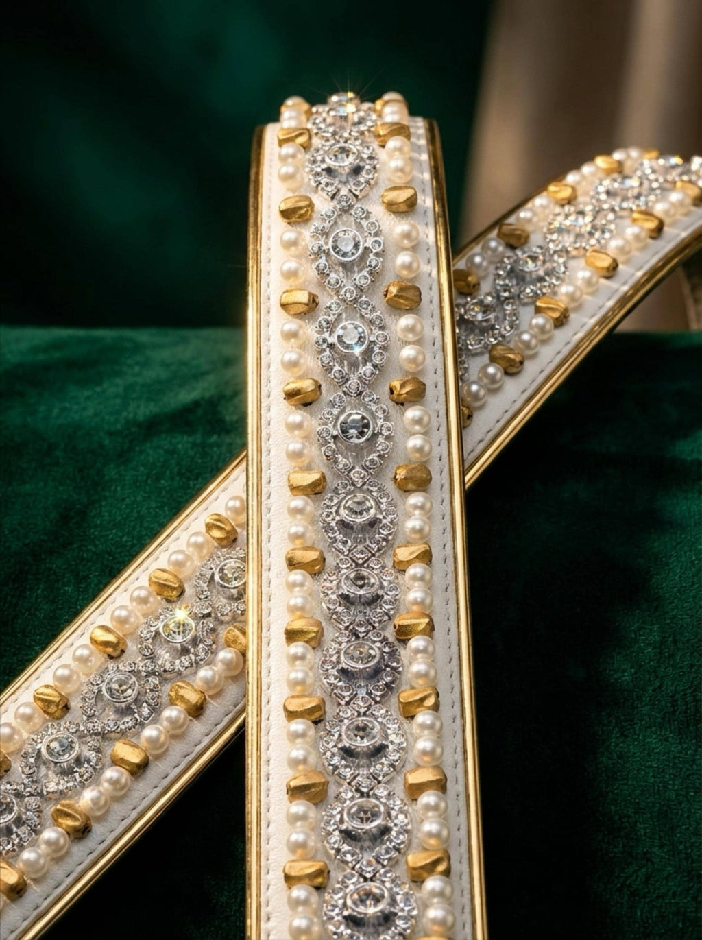 Matte Gold Pearl Rhinestone Trim – Luxury Beaded Trim, Bridal & Couture Embellishment - Made in USA - Faraj Beading