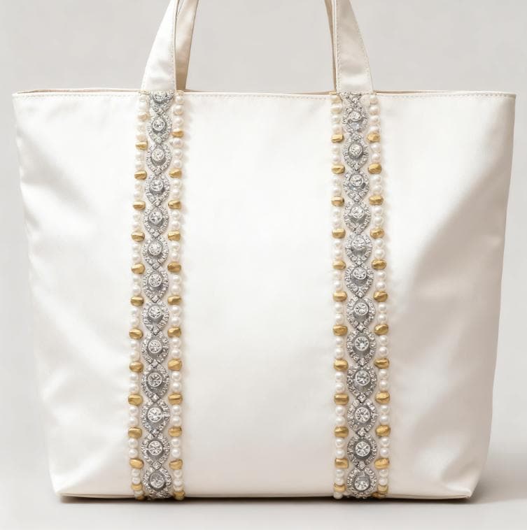 Matte Gold Pearl Rhinestone Trim – Luxury Beaded Trim, Bridal & Couture Embellishment - Made in USA - Faraj Beading