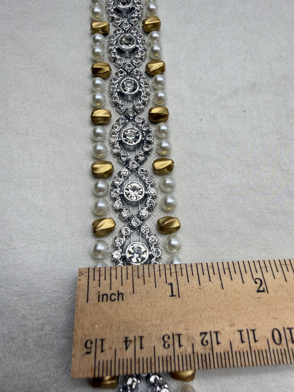 Matte Gold Pearl Rhinestone Trim – Luxury Beaded Trim, Bridal & Couture Embellishment - Made in USA - Faraj Beading