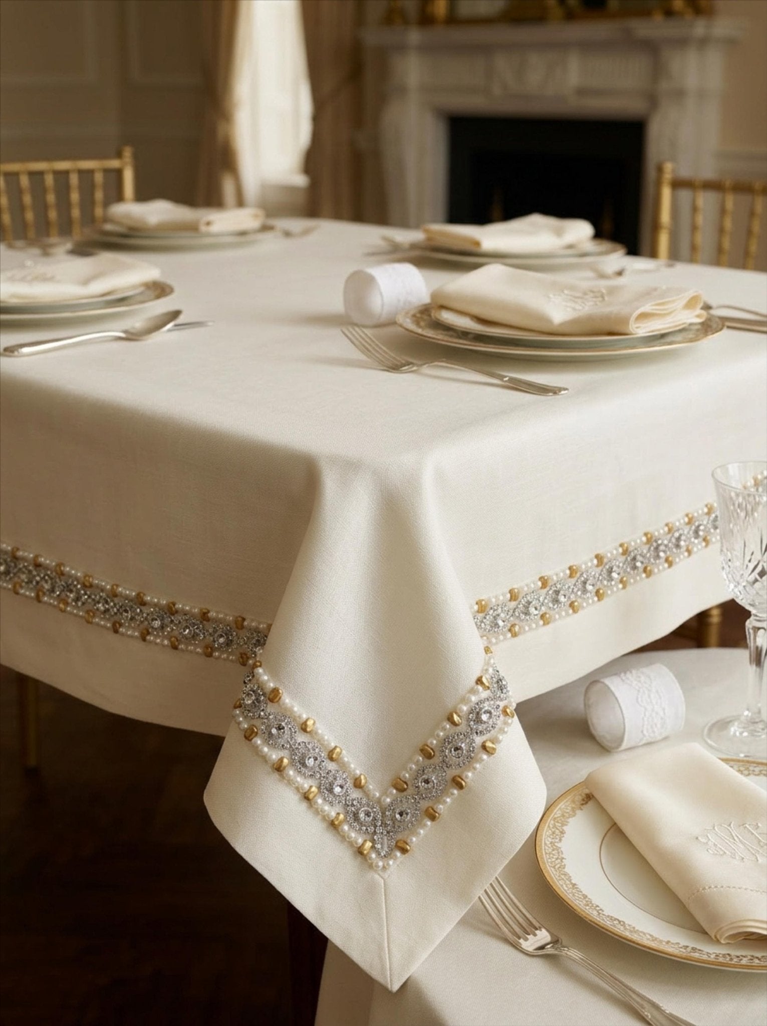 Matte Gold Pearl Rhinestone Trim – Luxury Beaded Trim, Bridal & Couture Embellishment - Made in USA - Faraj Beading