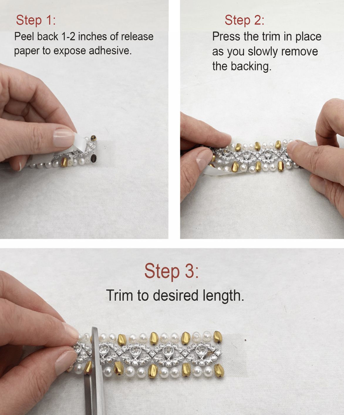 Matte Gold Pearl Rhinestone Trim – Luxury Beaded Trim, Bridal & Couture Embellishment - Made in USA - Faraj Beading