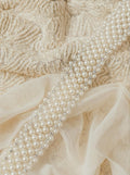 Multi Row Pearl Beaded Trim – Rhinestone Pearl Lace Trim – Ivory Bridal Trim – Sew On or Self Adhesive – Made in USA - Faraj Beading