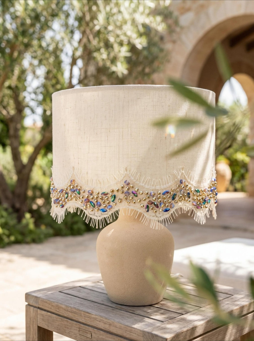 Multicolor Beaded Lace Trim, Iridescent Rhinestone & Gold Bead Trim, Bridal Couture Trim, Dress Embellishment, Sewing Trim by the Yard - Faraj Beading