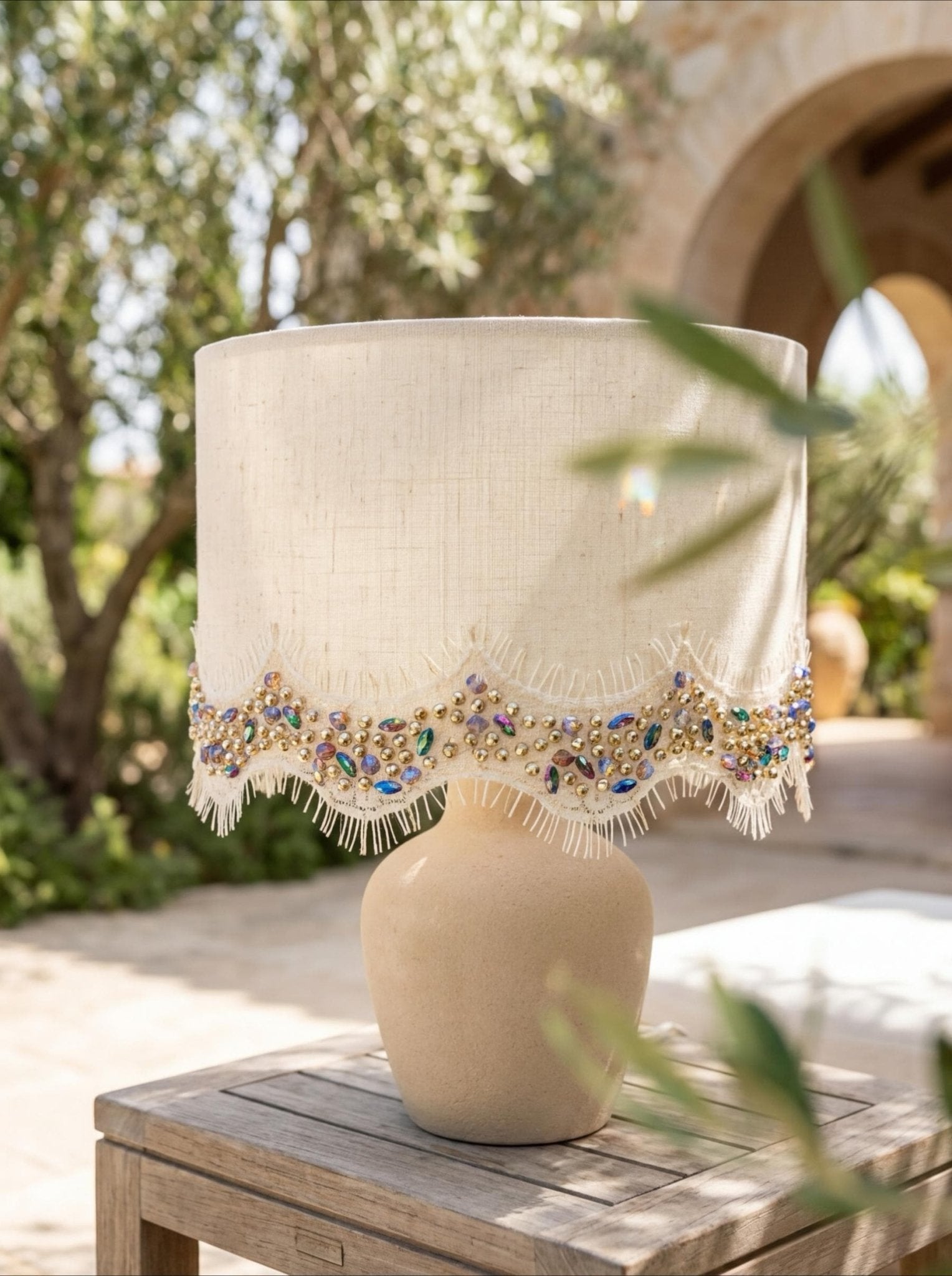 Multicolor Beaded Lace Trim, Iridescent Rhinestone & Gold Bead Trim, Bridal Couture Trim, Dress Embellishment, Sewing Trim by the Yard - Faraj Beading