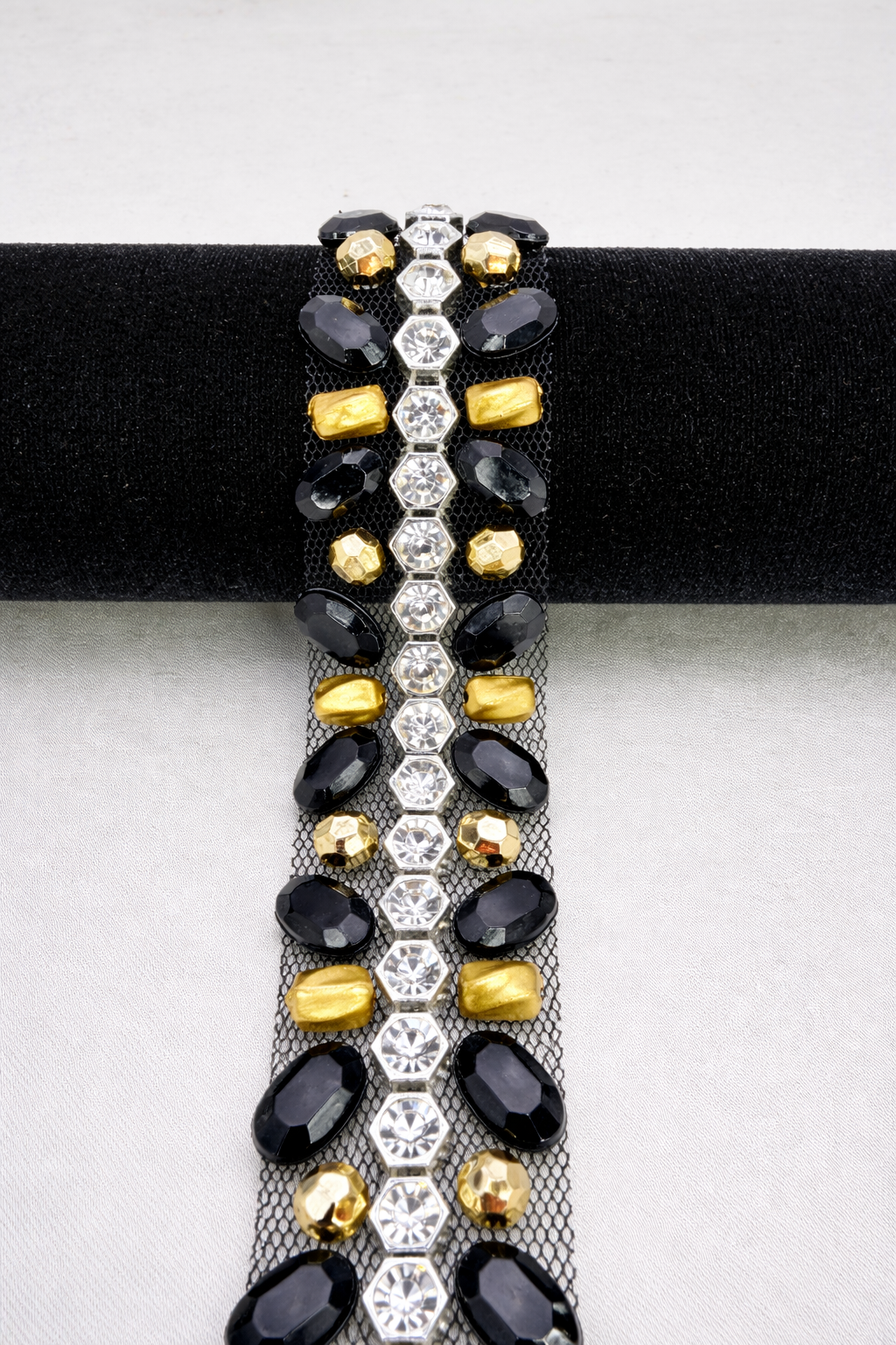 Black & Gold Beaded Trim, Rhinestone Pearl Embellishment, Sew-On or Adhesive Trim by the Yard, Luxury Fashion Trim, DIY Clothing Decor
