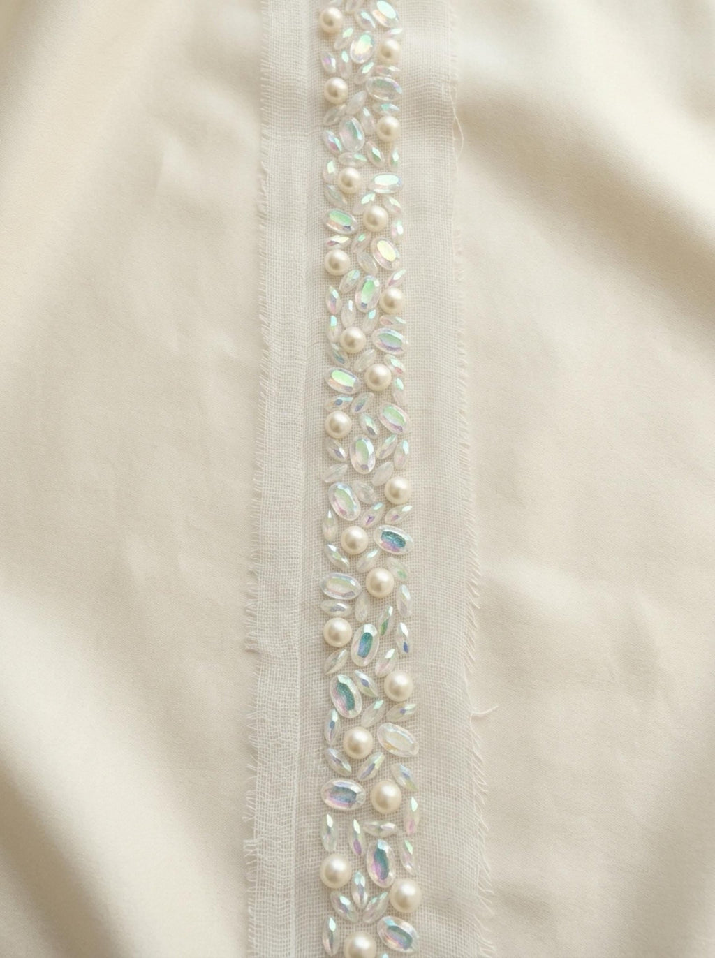 Pearl AB Crystal Beaded Trim by the Yard, Bridal Rhinestone Trim, Wedding Dress & Veil Embellishment, Sewing or Adhesive Trim - Made in USA - Faraj Beading