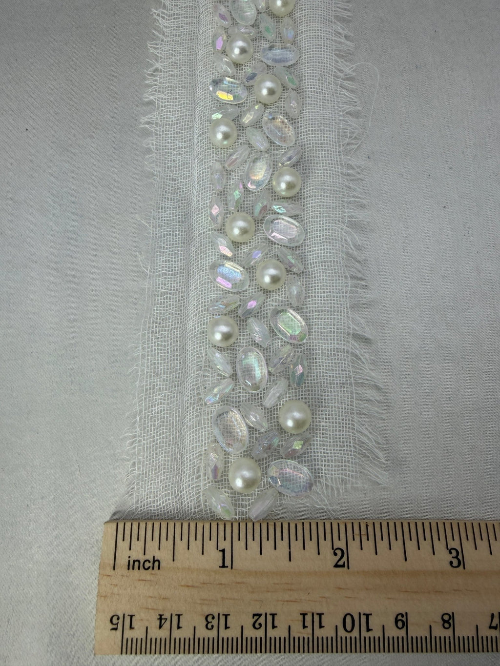 Pearl AB Crystal Beaded Trim by the Yard, Bridal Rhinestone Trim, Wedding Dress & Veil Embellishment, Sewing or Adhesive Trim - Made in USA - Faraj Beading