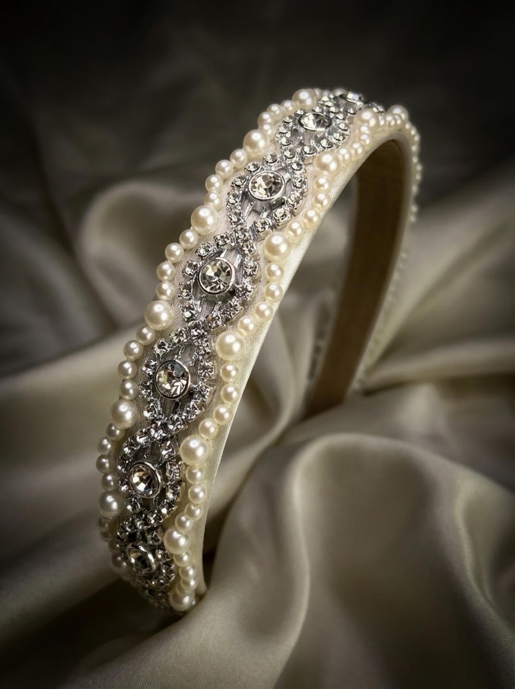 Pearl and Rhinestone Trim with Scalloped Edges Self Adhesive - Faraj Beading