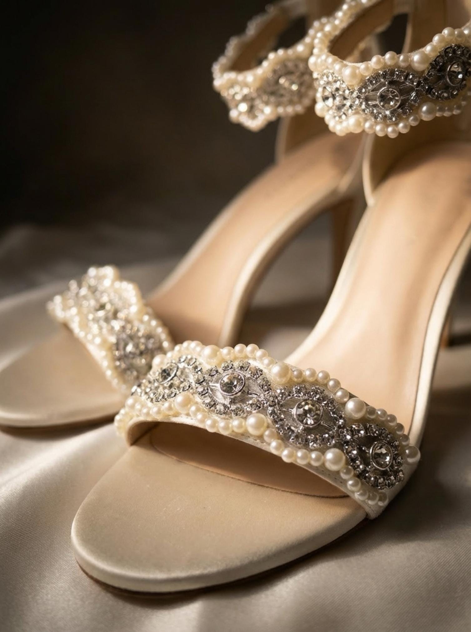 Pearl and Rhinestone Trim with Scalloped Edges Self Adhesive - Faraj Beading