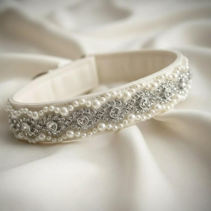 Pearl and Rhinestone Trim with Scalloped Edges Self Adhesive - Faraj Beading