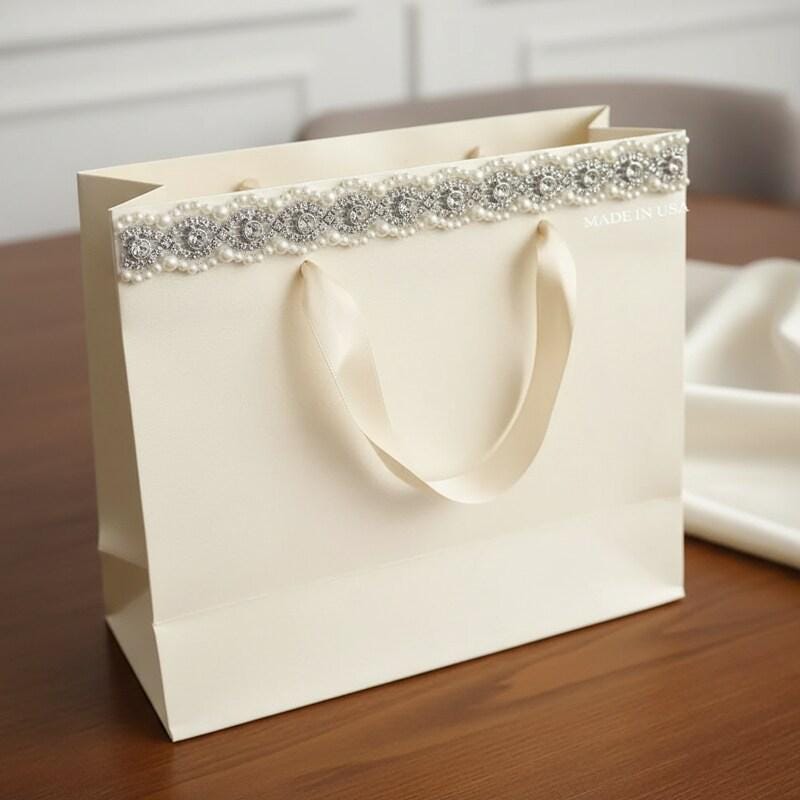 Pearl and Rhinestone Trim with Scalloped Edges Self Adhesive - Faraj Beading