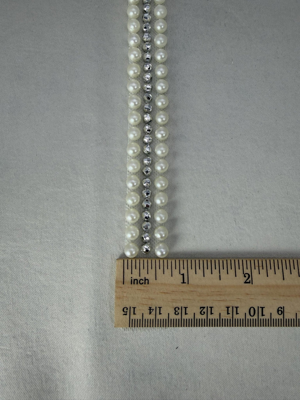 Pearl and silver faceted beads Trim – Self Adhesive Pearl Trim, Peel and Stick Bridal Trim, Wedding Dress Trim, Sew or peel and stick - Faraj Beading