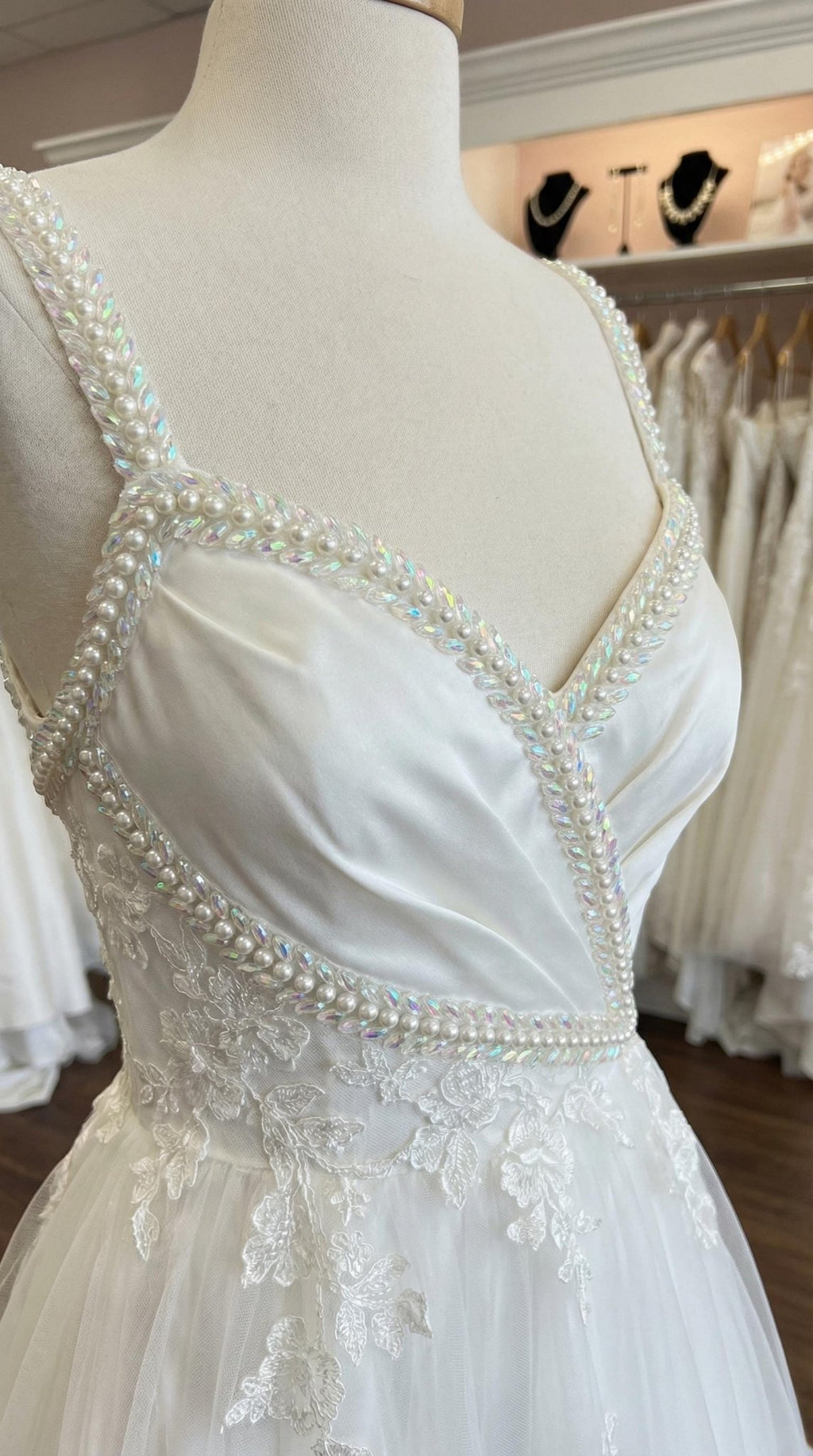Pearl Beaded Trim by the Yard, Bridal Crystal Trim Options (AB, Silver, Gold, Black), Wedding Dress Sewing Trim, Accessories - Made in USA - Faraj Beading