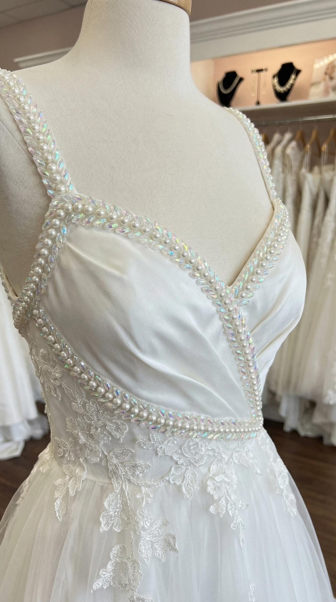 Pearl Beaded Trim by the Yard, Bridal Crystal Trim Options (AB, Silver, Gold, Black), Wedding Dress Sewing Trim, Accessories - Made in USA - Faraj Beading