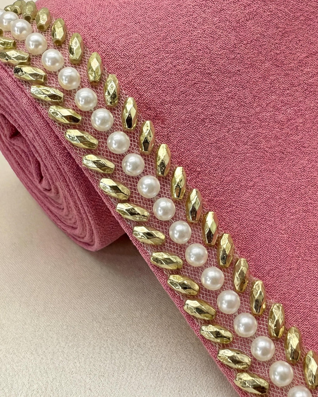 Pearl Beaded Trim by the Yard, Bridal Crystal Trim Options (AB, Silver, Gold, Black), Wedding Dress Sewing Trim, Accessories - Made in USA - Faraj Beading