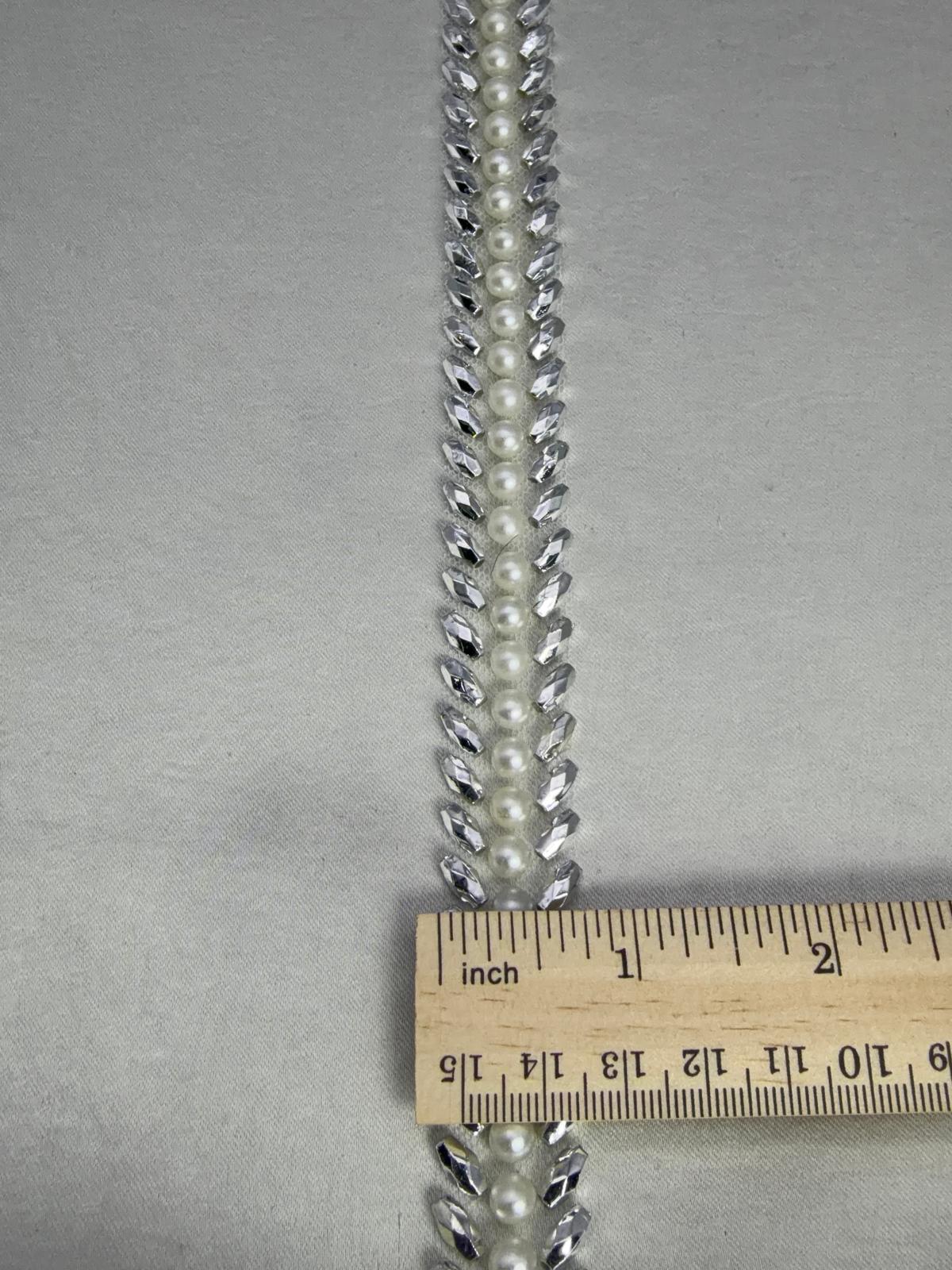 Pearl Beaded Trim by the Yard, Bridal Crystal Trim Options (AB, Silver, Gold, Black), Wedding Dress Sewing Trim, Accessories - Made in USA - Faraj Beading
