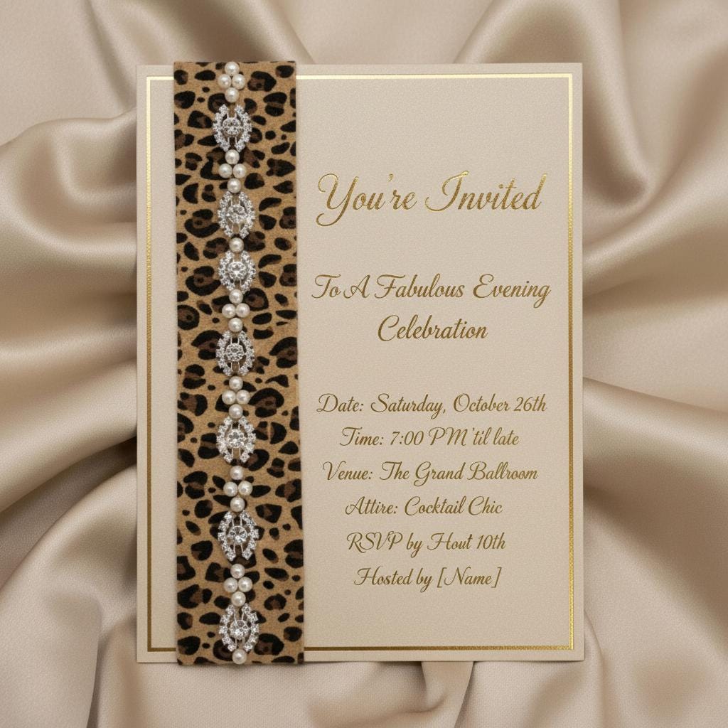 Pearl Rhinestone Trim – Leopard Print Beaded Trim, Sew On or Self Adhesive Trim, DIY Embellishment, Made in USA - Faraj Beading