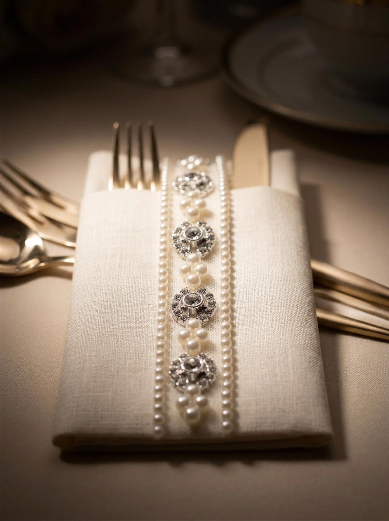 Pearl Rhinestone Trim – Pearl Trim, Bridal Wedding Trim, Crystal Embellishment, Self Adhesive or Sew On, 1” Seam Allowance Option - Faraj Beading