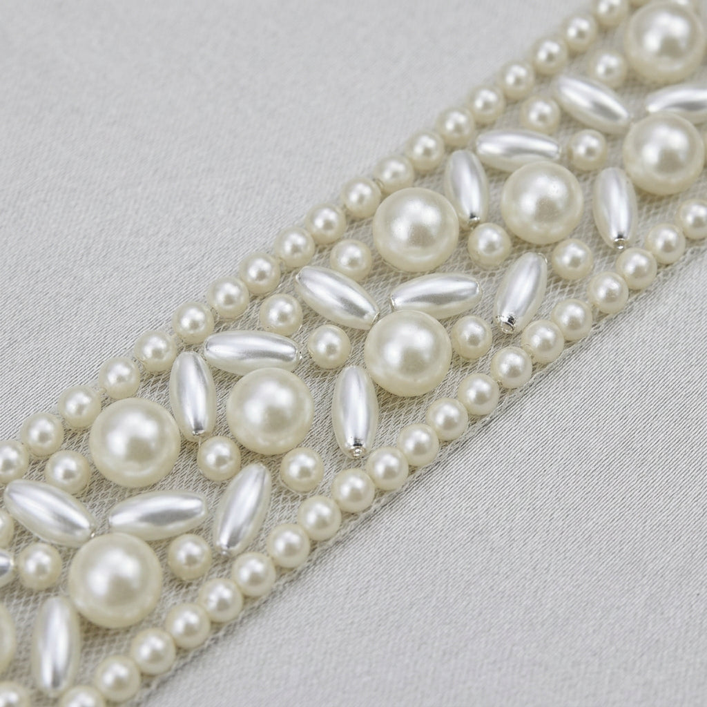 Luxury Beaded Trim by the Yard, Crystal Beaded Rhinestone Trim Collection, Designer Sewing Trim for Bridal, Couture Fashion, Self Adhesive