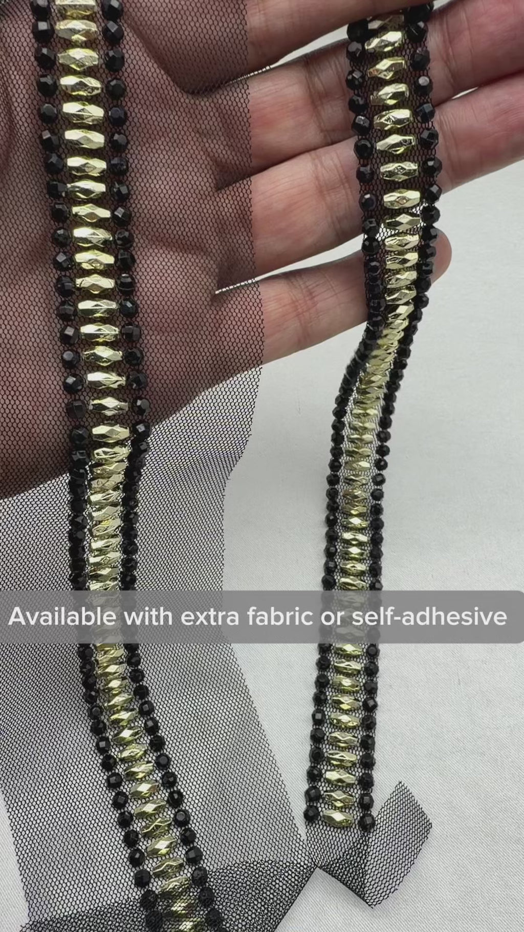 Beaded Trim by the Yard, Designer Mesh Trim, Sewing or Adhesive Trim, Fashion Embellishment - Made in USA by Faraj Beading