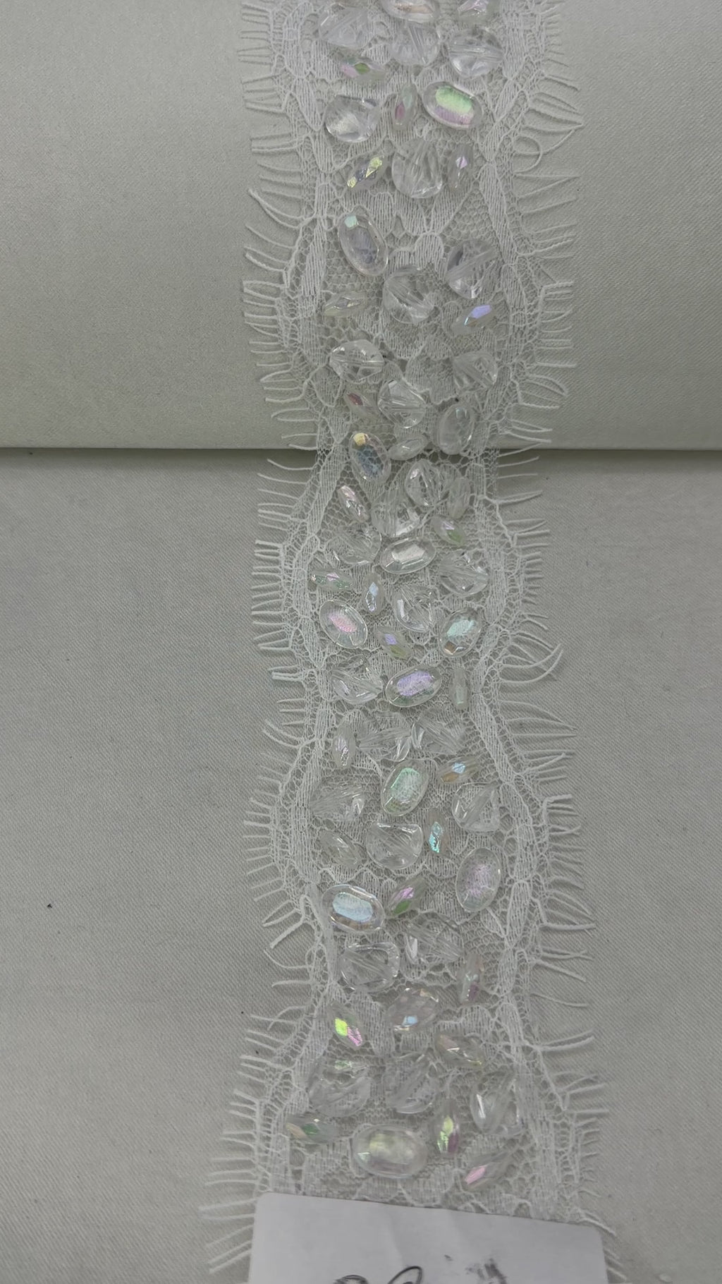Bridal Lace Beaded Trim, Crystal Rhinestone Applique Trim by the Yard, Wedding Dress Trim, Couture Sewing Embellishment and Self Adhesive