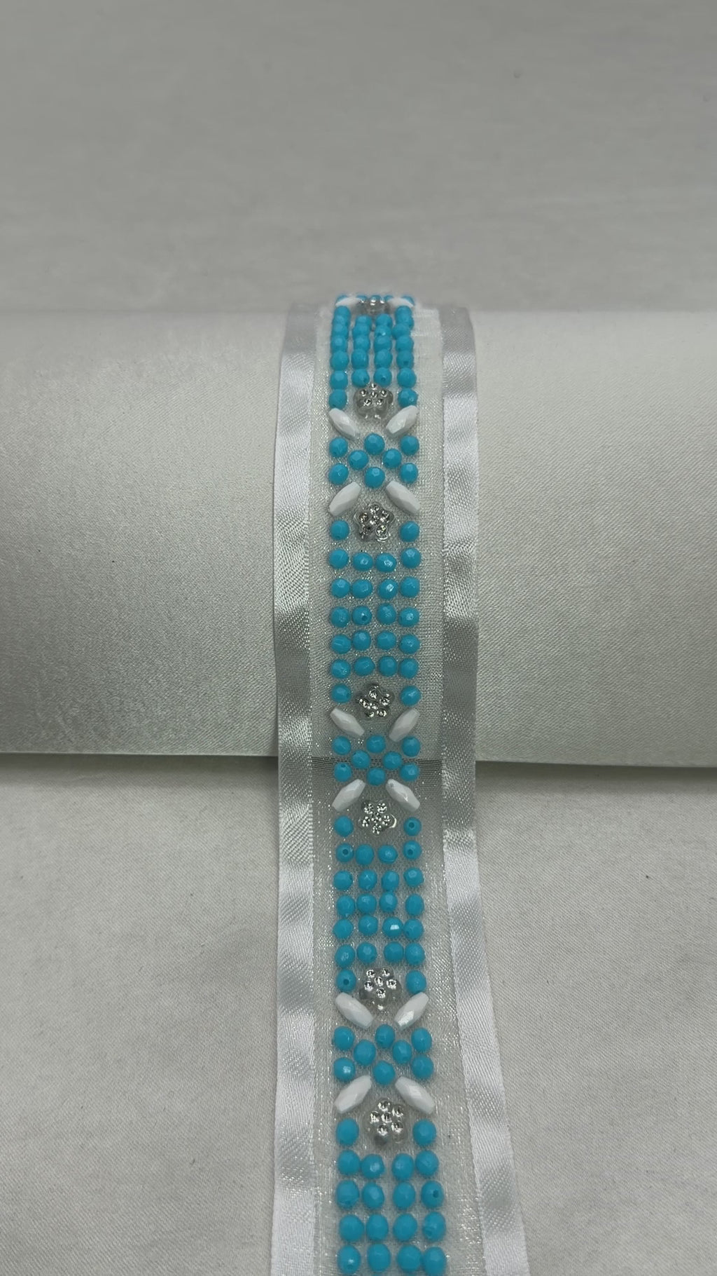 Western Turquoise Beaded Trim – Self Adhesive Rhinestone Trim, Peel and Stick Trim, Blue Bead Embellishment, DIY Trim,