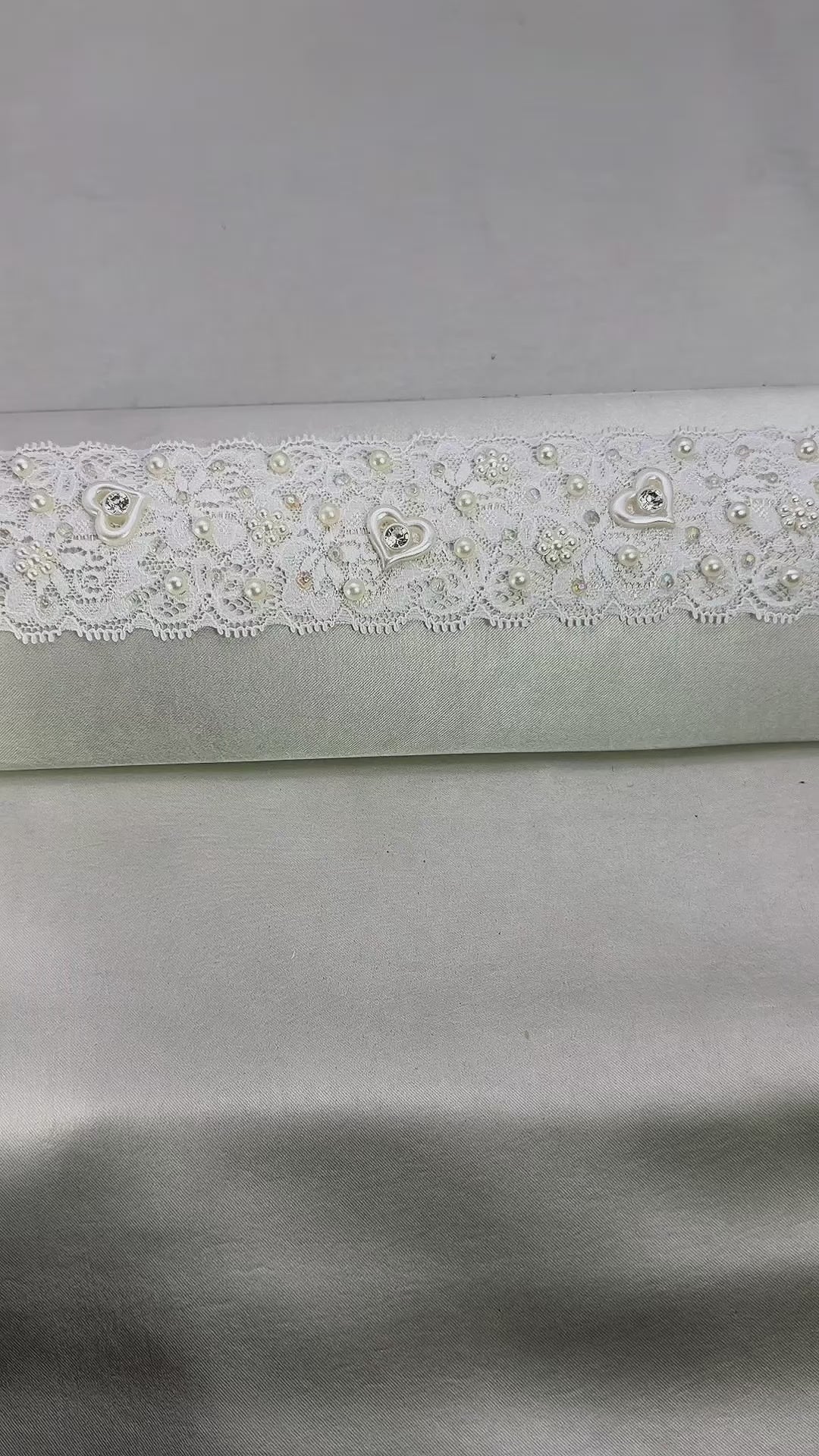 Stretch Beaded Lace Trim, Elastic Pearl Lace Trim with Heart Detail, Bridal Stretch Trim, Wedding Dress Trim, Sewing Trim by the Yard
