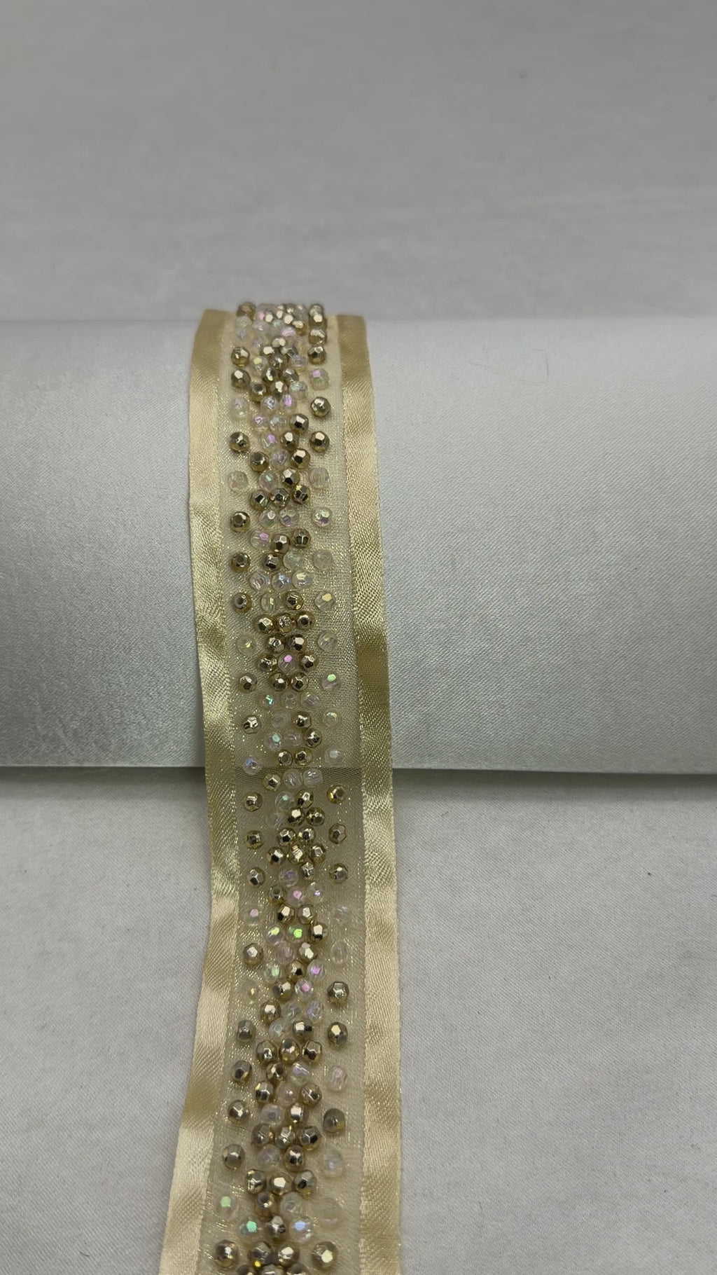 Luxury mixed beadsTrim – Gold or Silver Rhinestone Ribbon Trim – Self Adhesive or Sew On –  Evening Wear, DIY Designer Trim
