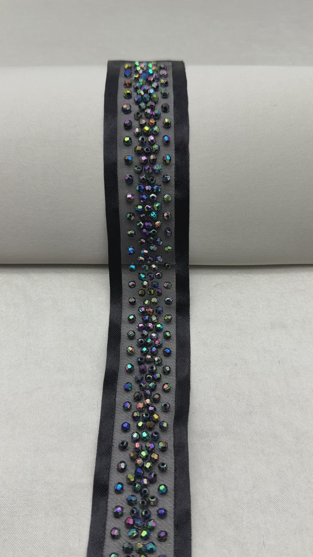 Black Iridescent Beaded Trim – Self Adhesive Trim, Peel and Stick Trim, DIY Clothing Embellishment, Sew or Stick Option