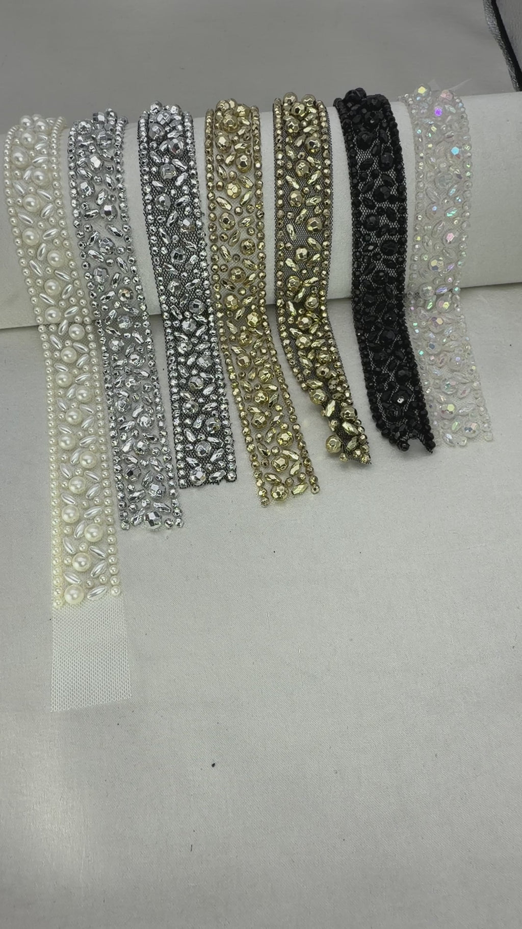 Luxury Beaded Trim by the Yard, Crystal Beaded Rhinestone Trim Collection, Designer Sewing Trim for Bridal, Couture Fashion, Self Adhesive