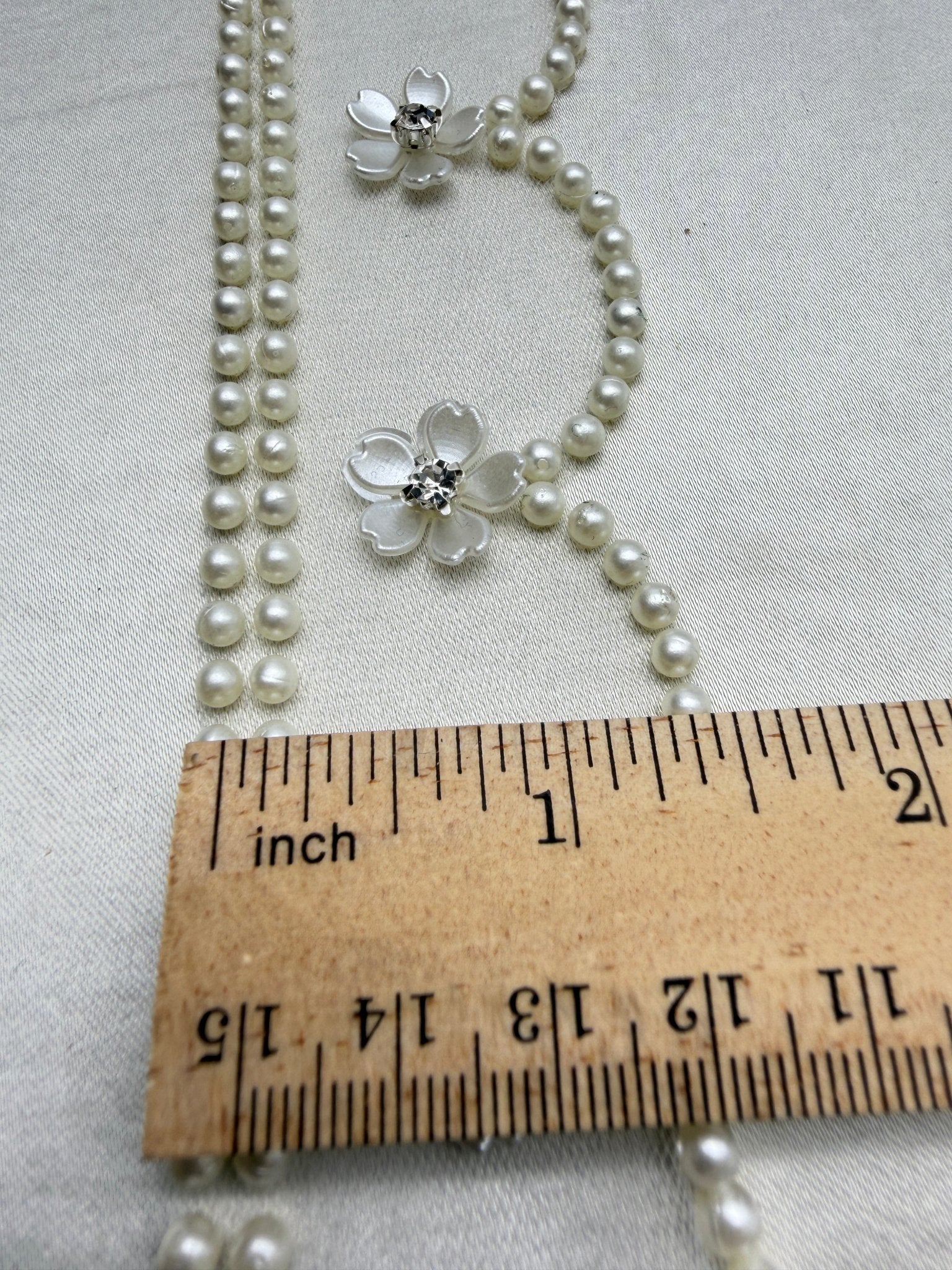 Scalloped Faux Pearl Flower Beaded Trim – Self Adhesive option. Ideal Embellishment for Dress, DIY Sewing & Crafts and home decor - Faraj Beading