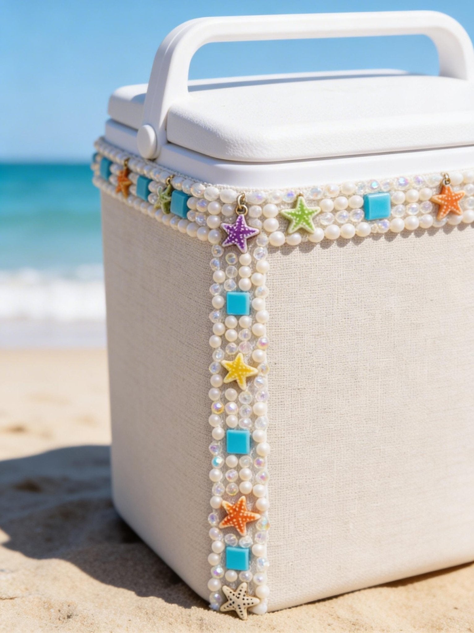 Self Adhesive beach Pearl Beaded Trim, Peel and Stick Lace Trim, DIY Embellishment Trim, No Sew Trim, Craft & Garment Decoration Made in USA - Faraj Beading