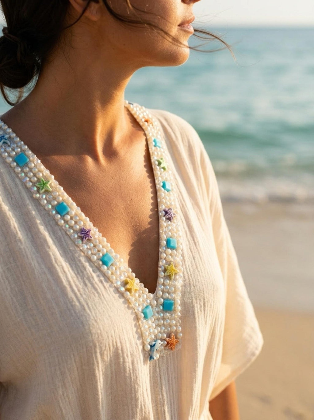 Self Adhesive beach Pearl Beaded Trim, Peel and Stick Lace Trim, DIY Embellishment Trim, No Sew Trim, Craft & Garment Decoration Made in USA - Faraj Beading