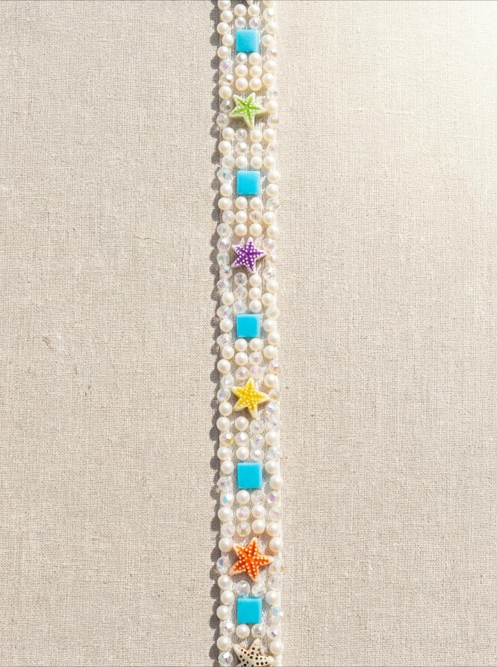 Self Adhesive beach Pearl Beaded Trim, Peel and Stick Lace Trim, DIY Embellishment Trim, No Sew Trim, Craft & Garment Decoration Made in USA - Faraj Beading