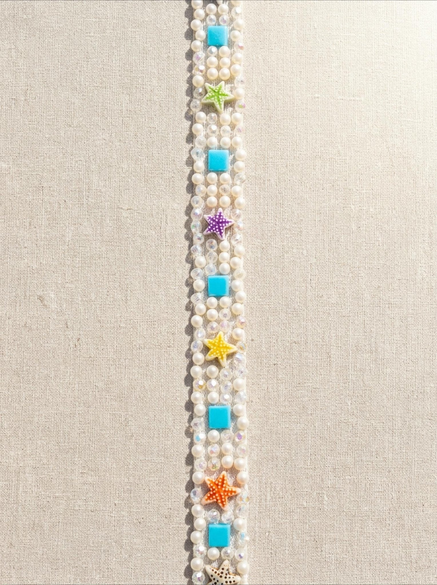 Self Adhesive beach Pearl Beaded Trim, Peel and Stick Lace Trim, DIY Embellishment Trim, No Sew Trim, Craft & Garment Decoration Made in USA - Faraj Beading