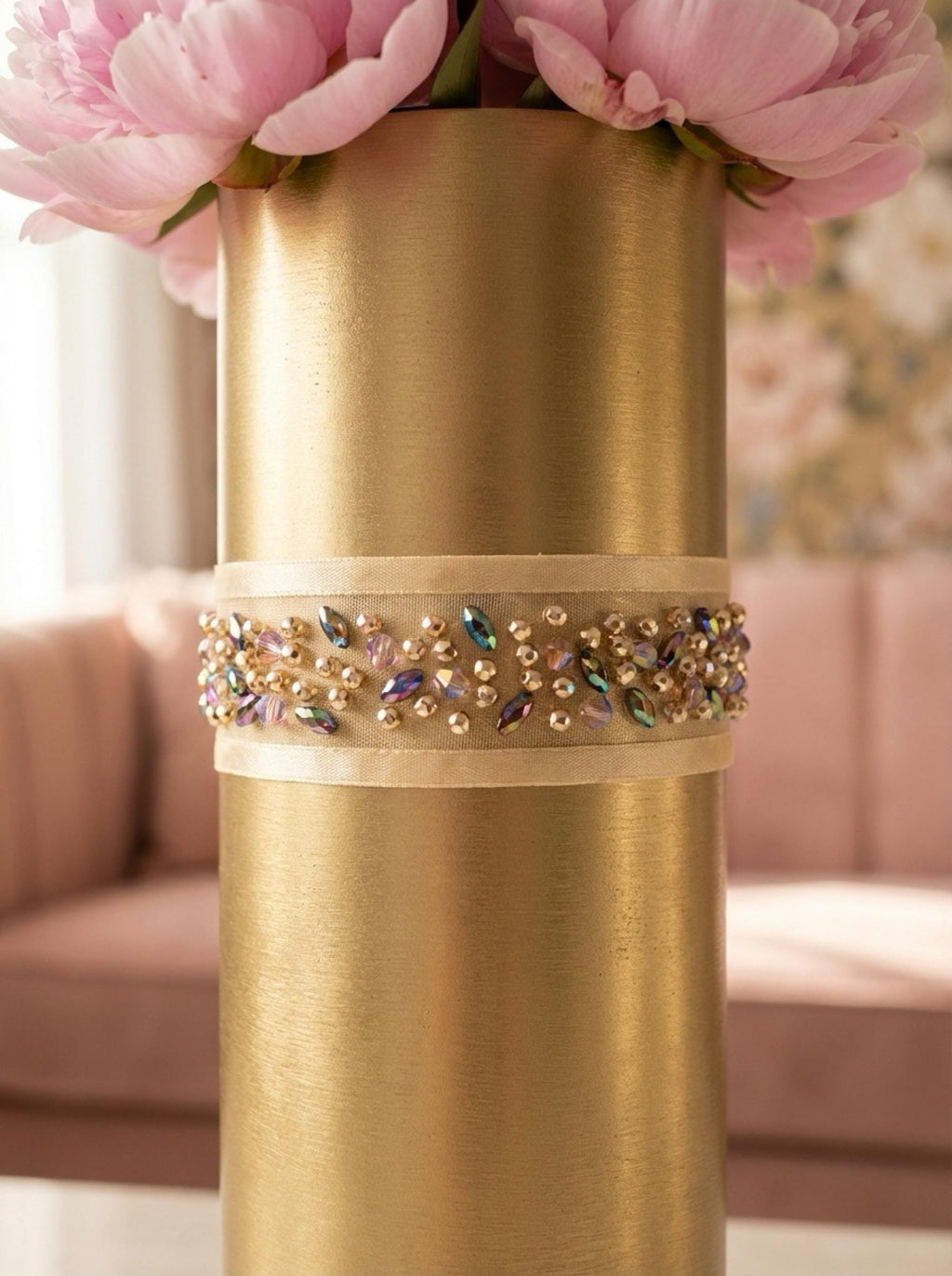 Self Adhesive Beaded Trim Gold & Black | Luxury Rhinestone Embellishment Trim | DIY Fashion, Clothing Decor, Craft Trim, Peel and Stick - Faraj Beading