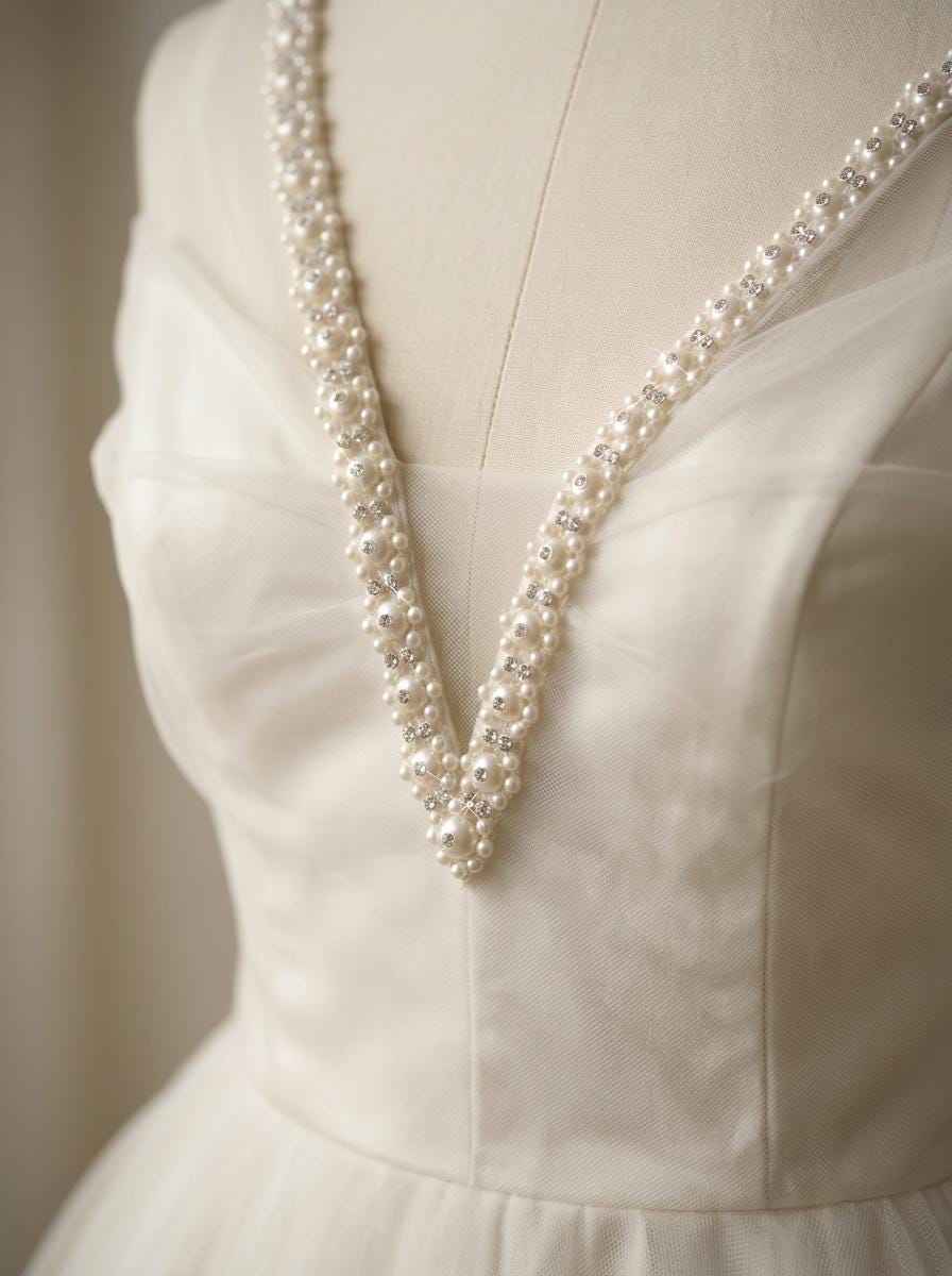 Self Adhesive Pearl Rhinestone Trim – Beaded Trim, DIY Clothing Embellishment, Bridal Applique, Crystal Trim, Made in USA - Faraj Beading