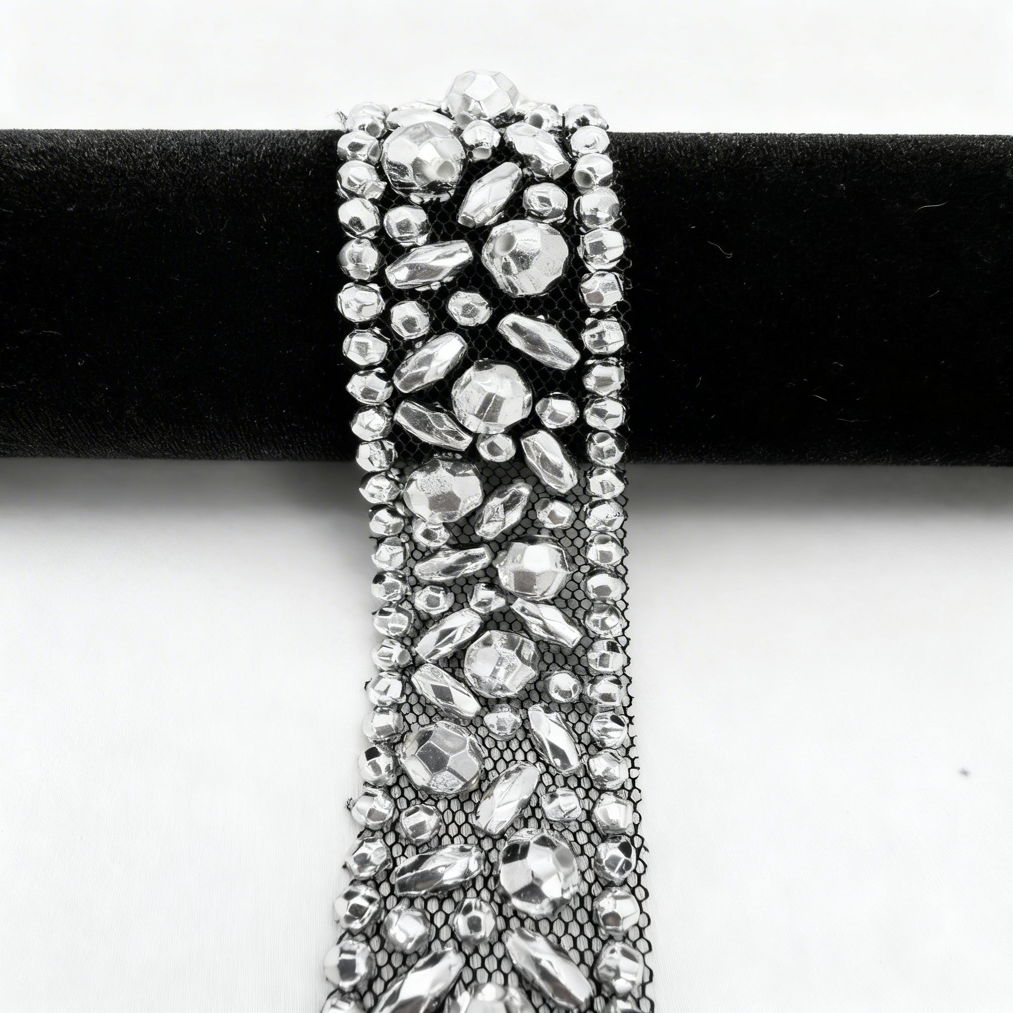Luxury Beaded Trim by the Yard, Crystal Beaded Rhinestone Trim Collection, Designer Sewing Trim for Bridal, Couture Fashion, Self Adhesive