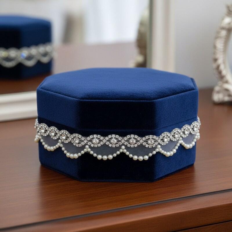 Silver Rhinestone Medallion Trim – Self Adhesive or Sew - On Seam Allowance – Luxury Crystal Bridal Trim for Dress, Belt, Collar - Faraj Beading