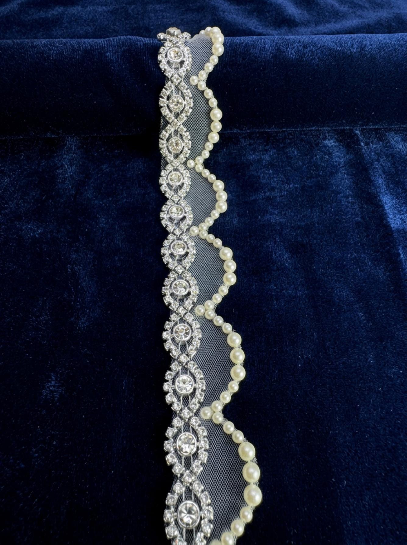 Silver Rhinestone Medallion Trim – Self Adhesive or Sew - On Seam Allowance – Luxury Crystal Bridal Trim for Dress, Belt, Collar - Faraj Beading