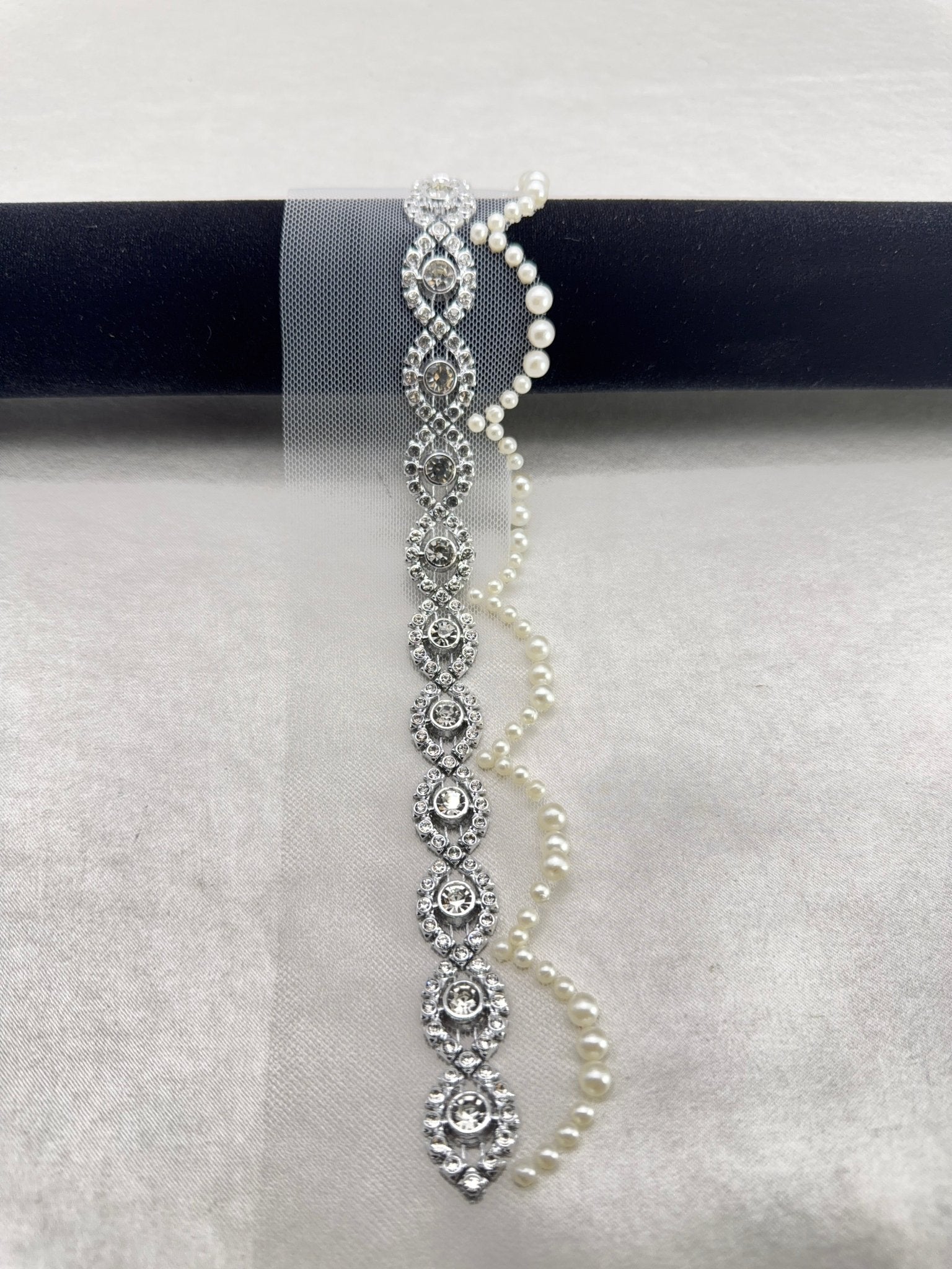 Silver Rhinestone Medallion Trim – Self Adhesive or Sew - On Seam Allowance – Luxury Crystal Bridal Trim for Dress, Belt, Collar - Faraj Beading