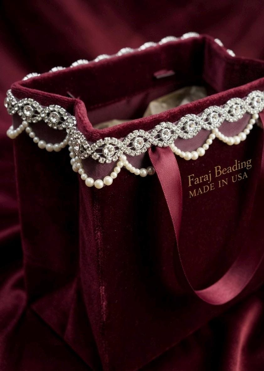 Silver Rhinestone Medallion Trim – Self Adhesive or Sew - On Seam Allowance – Luxury Crystal Bridal Trim for Dress, Belt, Collar - Faraj Beading