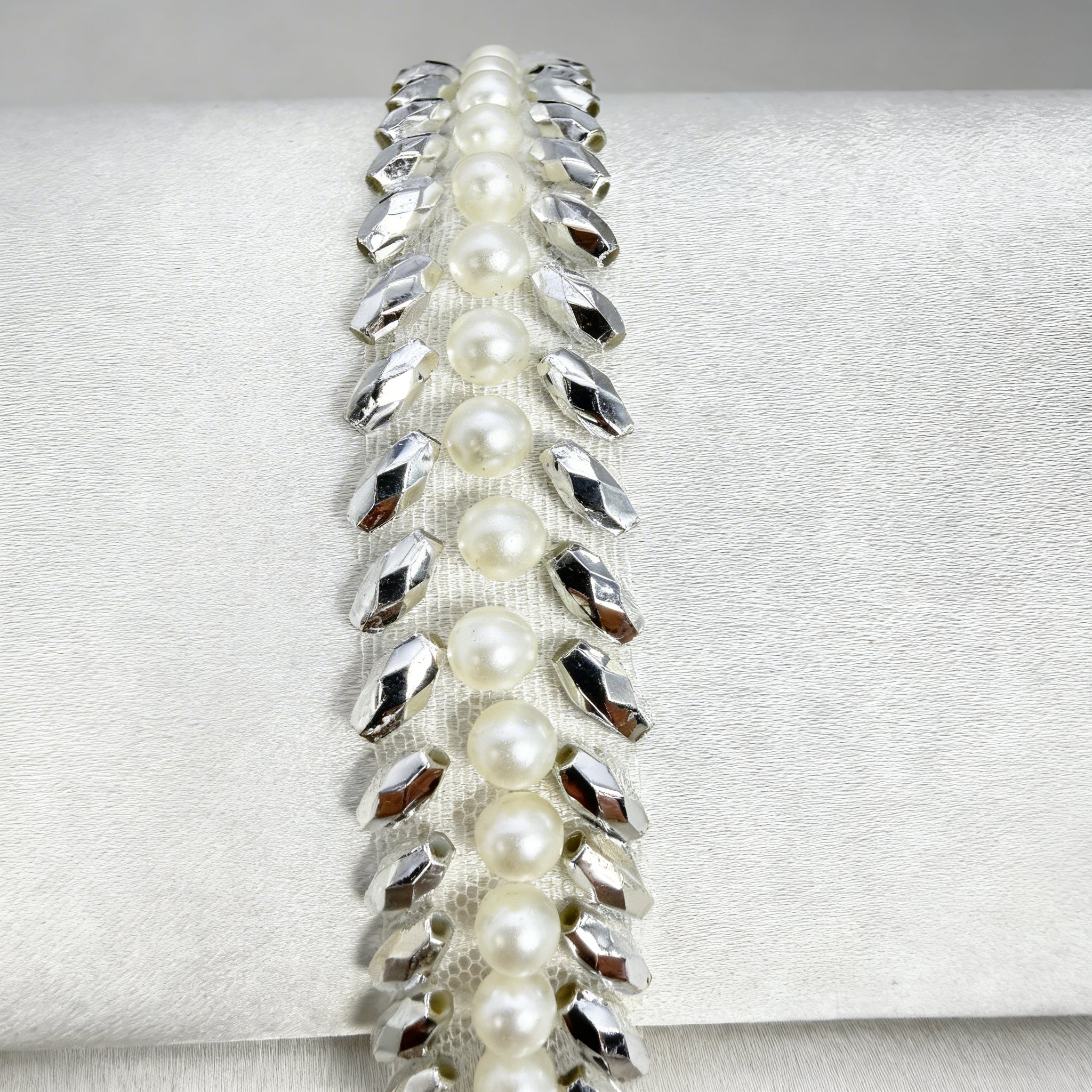 Pearl Beaded Trim by the Yard, Bridal Crystal Trim Options (AB, Silver, Gold, Black), Wedding Dress Sewing Trim, Accessories - Made in USA