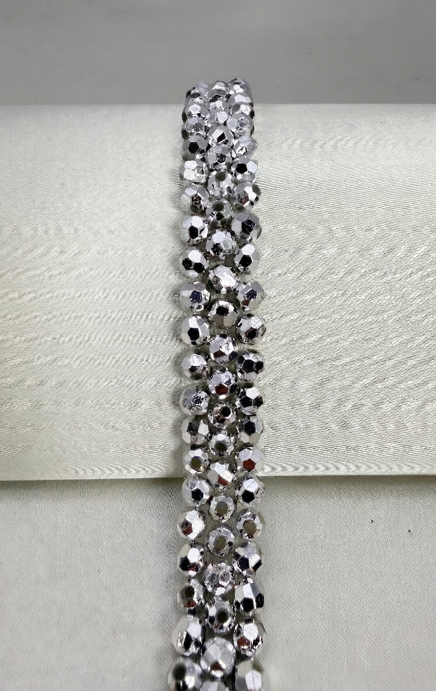 6mm Pearl Beaded Trim Use on Accessories, Self Adhesive or extra fabric seam ,Home Decor, Bridal - Faraj Beading - Made in USA