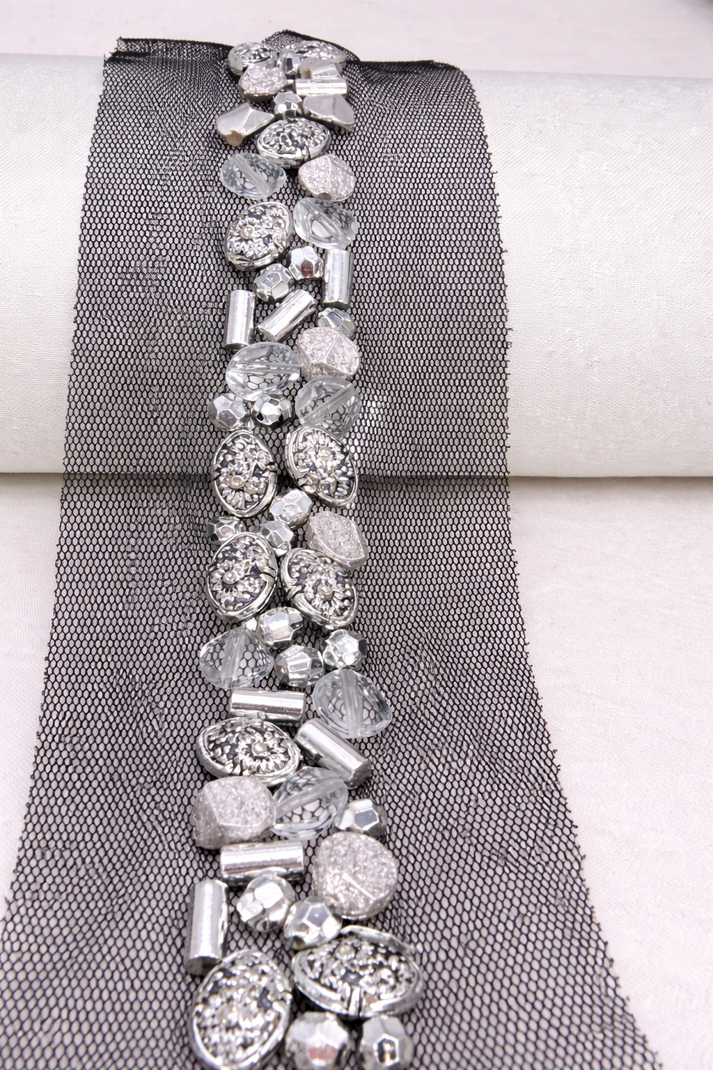Gold Beaded Trim, Metallic Embellished Trim, Chunky Bead Lace Trim, Statement Trim for Sewing or Self Adhesive by the Yard - Made in USA